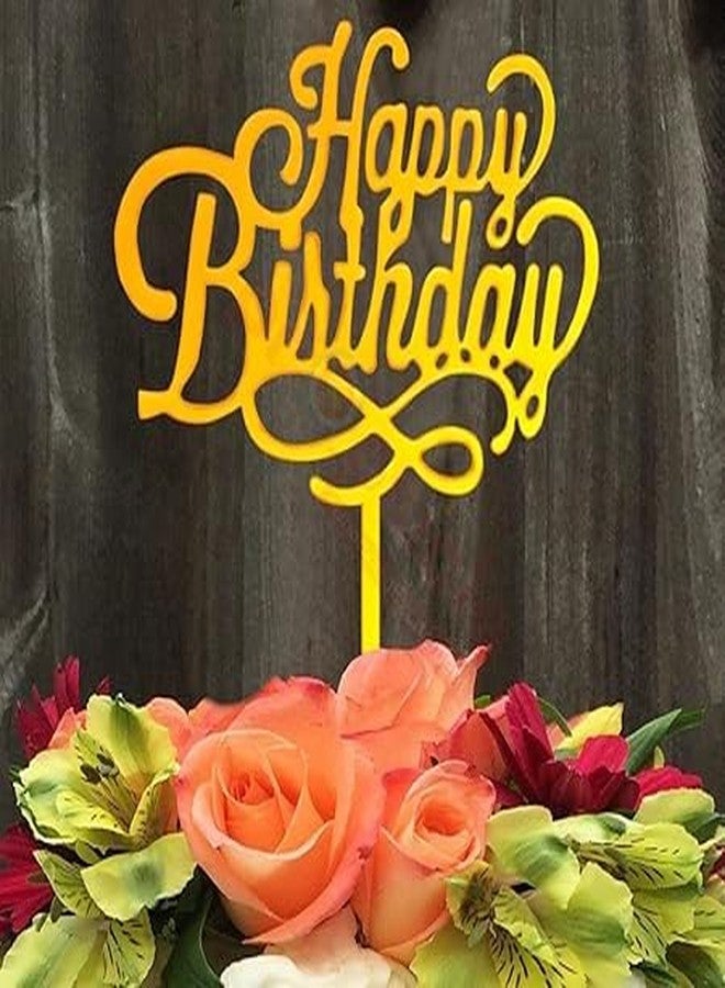 BRIJBAZAAR Happy Birthday Acrylic Elegant Cake Topper Pack of 1 Golden Cake Decoration item - Image 4